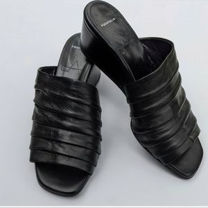 Aquatalia Kristina Leather Wedge Sandals Size 8.5